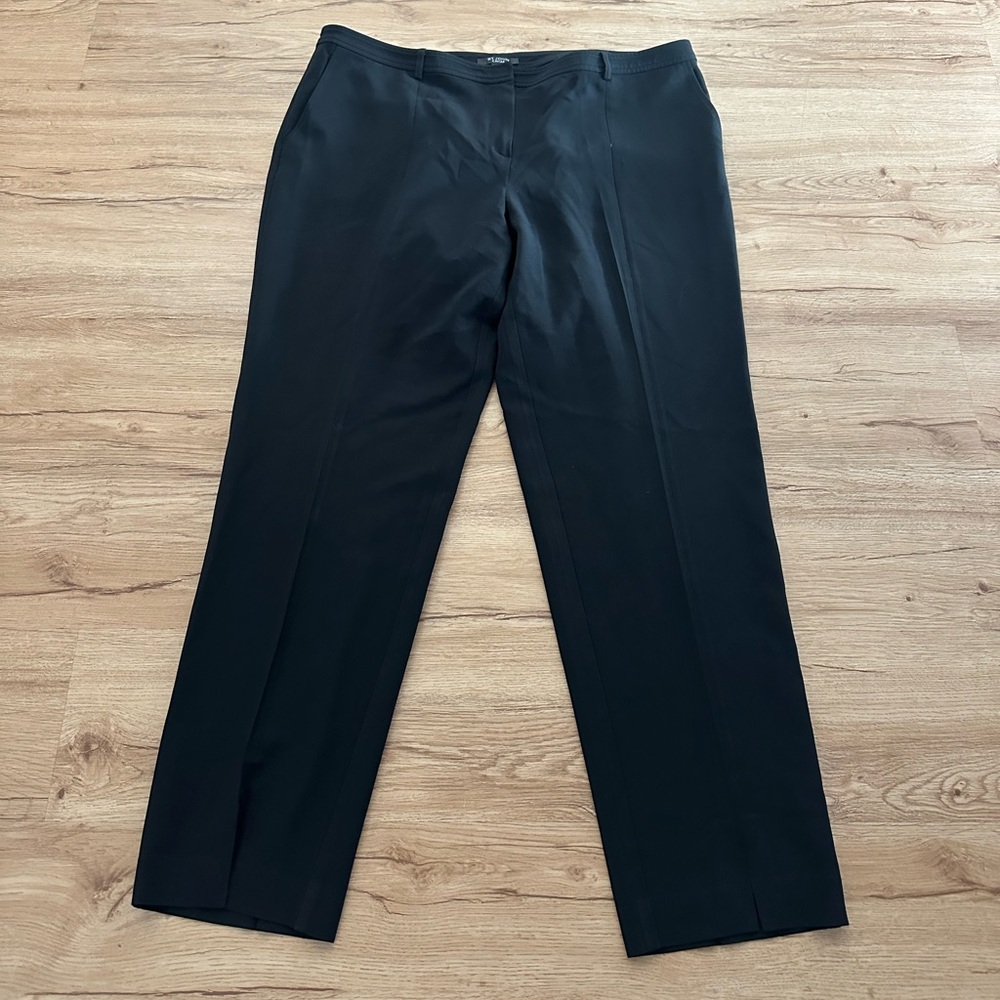 St. John Caviar Black Dress Pants Career Straight Leg Size 16